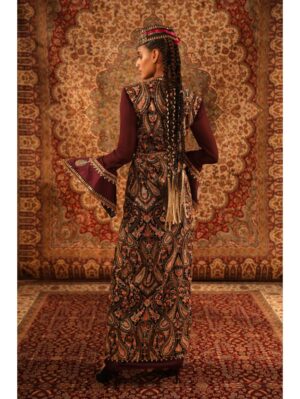 Aditi Gupta - Wine blouse, draped skirt, jamawaar jacket - Image 4