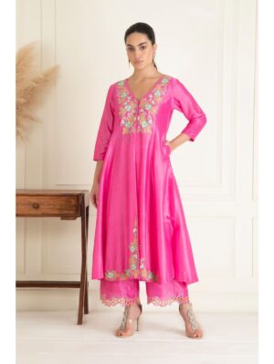 Priyanka Jain- FUSHIA PINK EMBROIDERED SUIT SET - Image 2