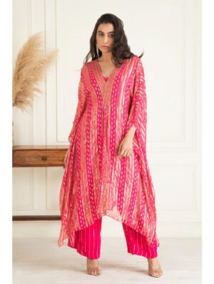 Priyanka Jain- Hot Pink Kaftaan  set - Image 2