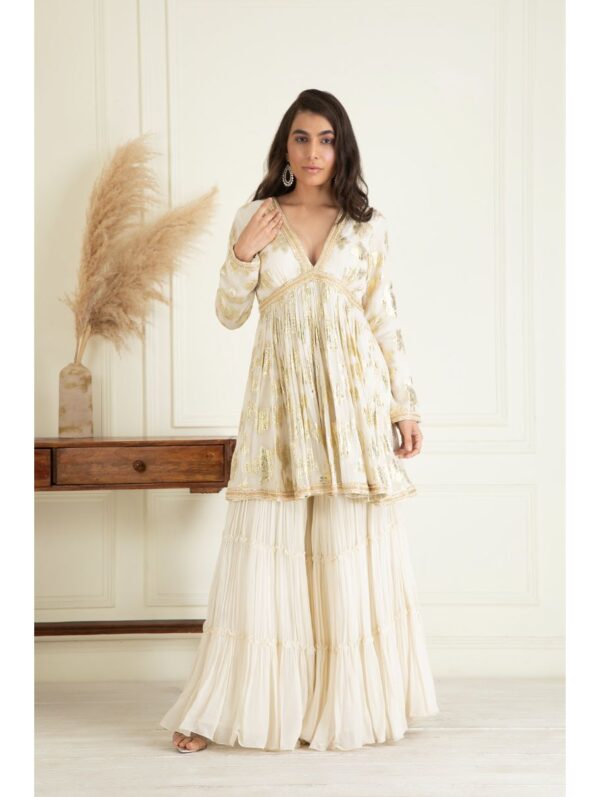 Priyanka Jain- Classic Ivory Sharara set