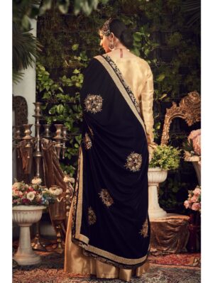 Ranian - OXIDISED GOLD GARARA SET WITH VELVET DUPATTA SHAWL - Image 2