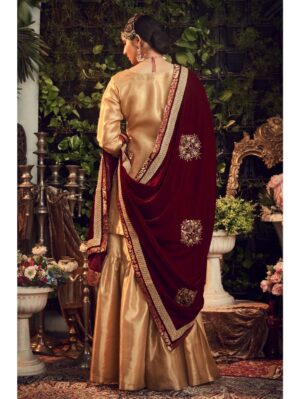 Ranian - OXIDISED GOLD GARARA SET WITH VELVET DUPATTA SHAWL - Image 3