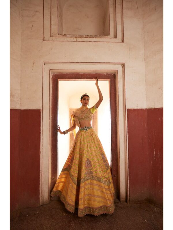 Aditi Gupta -  Yellow Bandhani Banarasi Lehenga