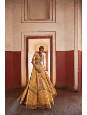 Aditi Gupta -  Yellow Bandhani Banarasi Lehenga - Image 3