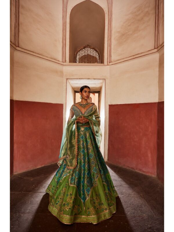 Aditi Gupta - Green Banarsi Chanderi Lehenga