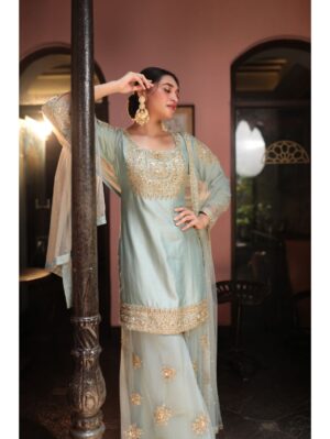 Kalighata - DUSTY FIROZA EMBROIDERD SUIT - Image 3