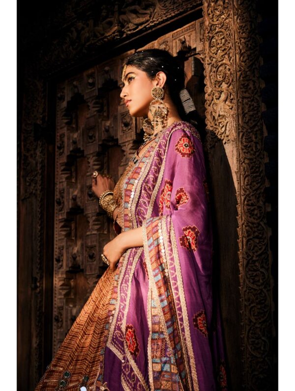 The Royaleum - TRADITIONAL BANDHANI INSPIRED ANARKALI WITH DESIGNER CENTERED CUT STYLE ON WAIST
