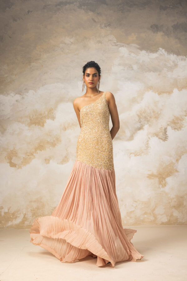 Couture By Niharika - ONE SHOULDER SEQUINCED GOWN
