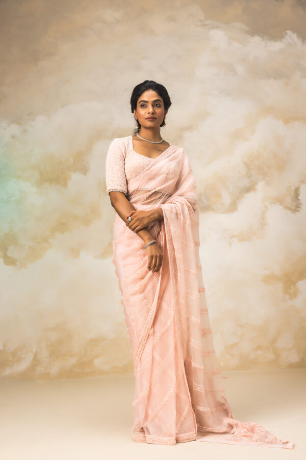 Couture By Niharika - PEARL EMBROIDERED TONE ON TONE SAREE