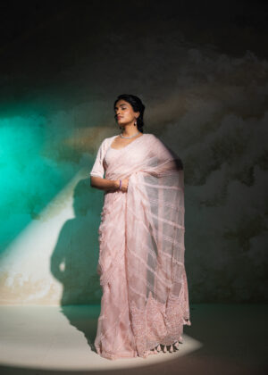 Couture By Niharika - PEARL EMBROIDERED TONE ON TONE SAREE - Image 2