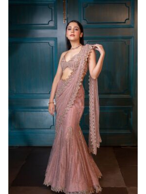 Isa by Dolly Wahal - Isabelle Champagne Saree - Image 3