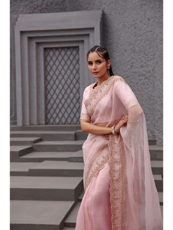 Jigar Mali - Blush pink saree set