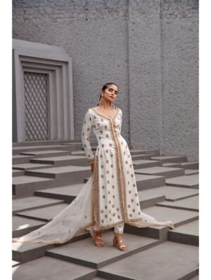 Jigar Mali - Pearl white straight jacket set - Image 2