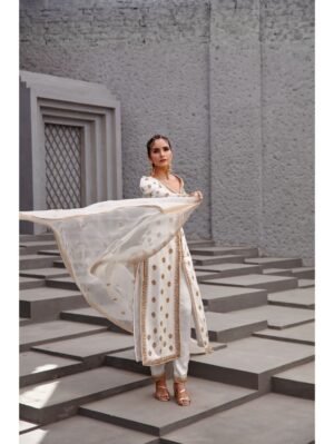 Jigar Mali - Pearl white straight jacket set - Image 3