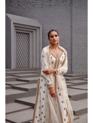 Jigar Mali - Pearl white straight jacket set - Image 4
