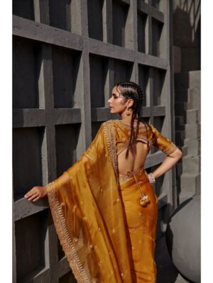 Jigar Mali - Tuscan mustard saree set - Image 3