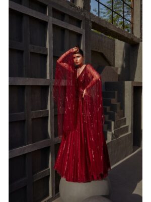 Jigar Mali - Wine sequin gown - Image 2