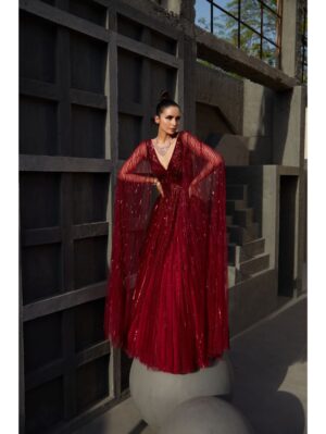 Jigar Mali - Wine sequin gown - Image 5