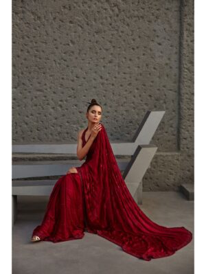 Jigar Mali - Cocktail wine saree set - Image 3