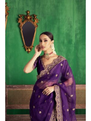 Jigar Mali - Irish Purple saree set - Image 2