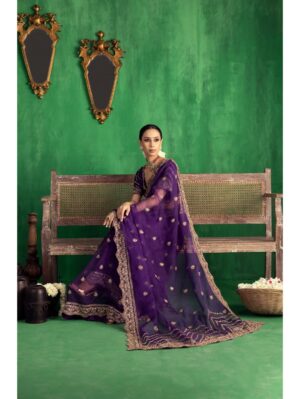 Jigar Mali - Irish Purple saree set - Image 3