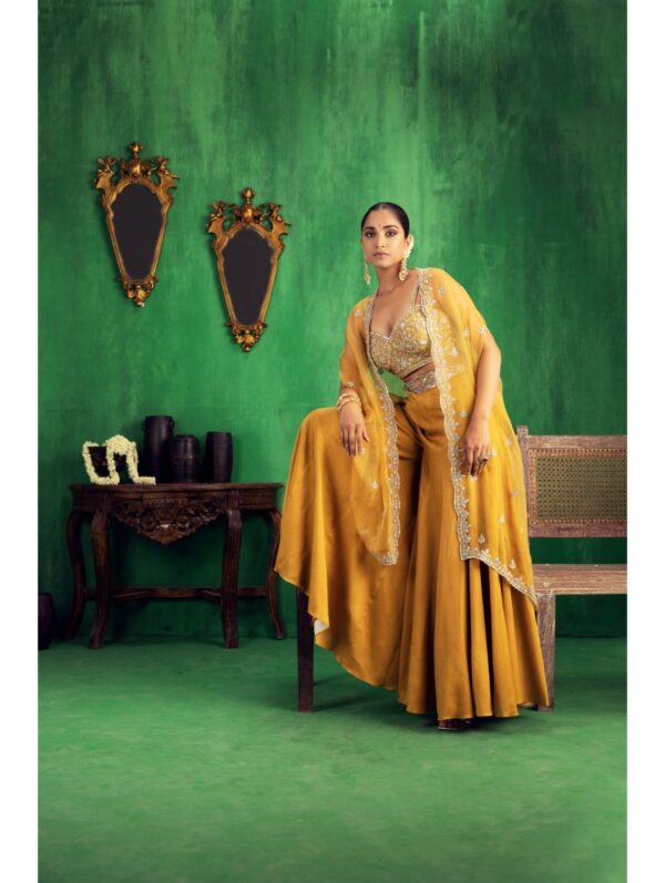 Jigar Mali - TUSCAN MUSTARD CAPE SHARARA SET