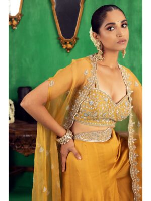 Jigar Mali - TUSCAN MUSTARD CAPE SHARARA SET - Image 3
