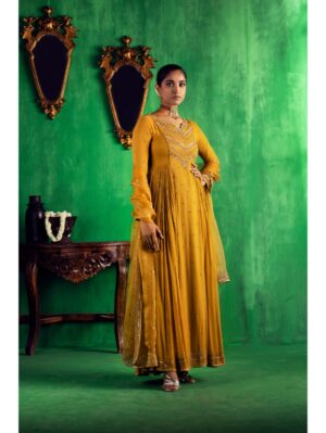 Jigar Mali - Mustard Anarkali set - Image 2