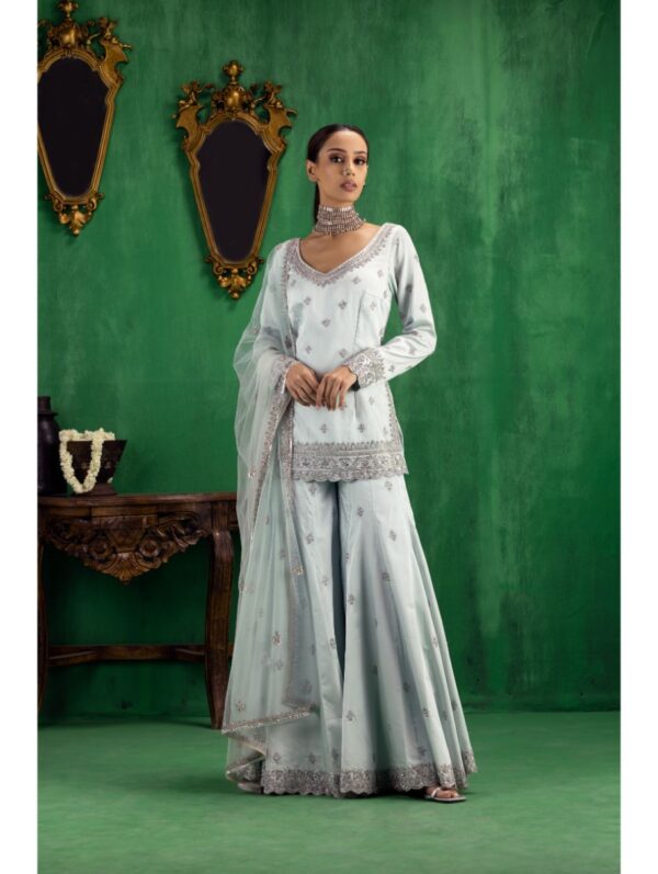 Jigar Mali - Ice blue Sharara set