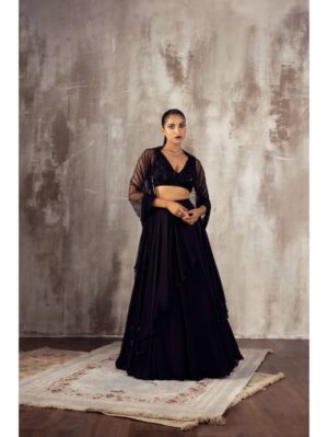 Jigar Mali - Black contemporary lehenga set - Image 2