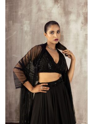 Jigar Mali - Black contemporary lehenga set - Image 4