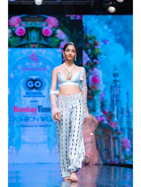 Anisha Shetty - THE KALEIDOSCOPIC BOMER JACKET WITH PANTS IN MOONLIGHT BLUE