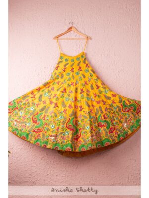 Anisha Shetty - CANARY YELLOW LEHENGA WITH INTRICATE TROPICAL TWIST - Image 2