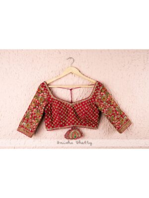 Anisha Shetty - STRAWBERRY PINK EMBROIDERED BRIDAL LEHENGA SET WITH PEACOCK & ELEPHANT DETAILS - Image 4