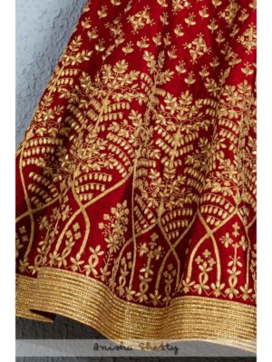 Anisha Shetty - DEEP RED GOTA PATTI BRIDAL LEHENGA - Image 5