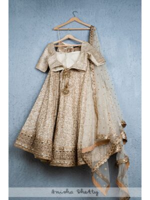 Anisha Shetty - IVORY PEARL AND GOLD BRIDAL LEHENGA SET - Image 4