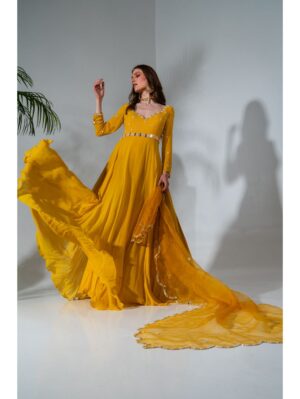 Neha Khullar- YELLOW ANARKALI SET - Image 2