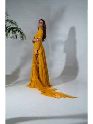 Neha Khullar- YELLOW ANARKALI SET - Image 4