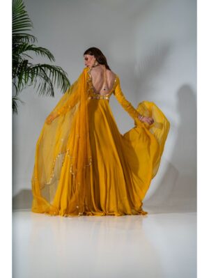 Neha Khullar- YELLOW ANARKALI SET - Image 8