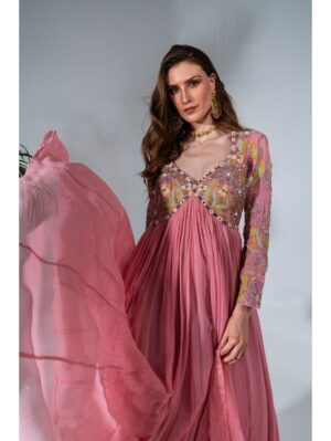 Neha Khullar- PINK ANARKALI SET - Image 3