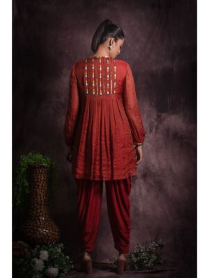 Abstract by Megha - Featuring a close neck A line front pleated top with full sleeves - Image 2