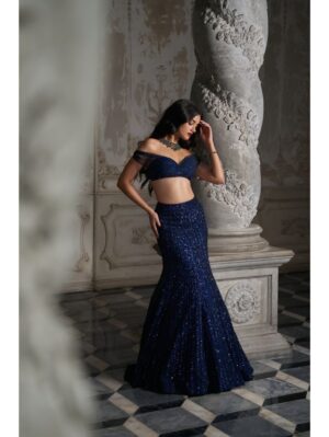 Seema Gujral - Navy Sequin Skirt Set - Image 3