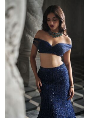 Seema Gujral - Navy Sequin Skirt Set - Image 2