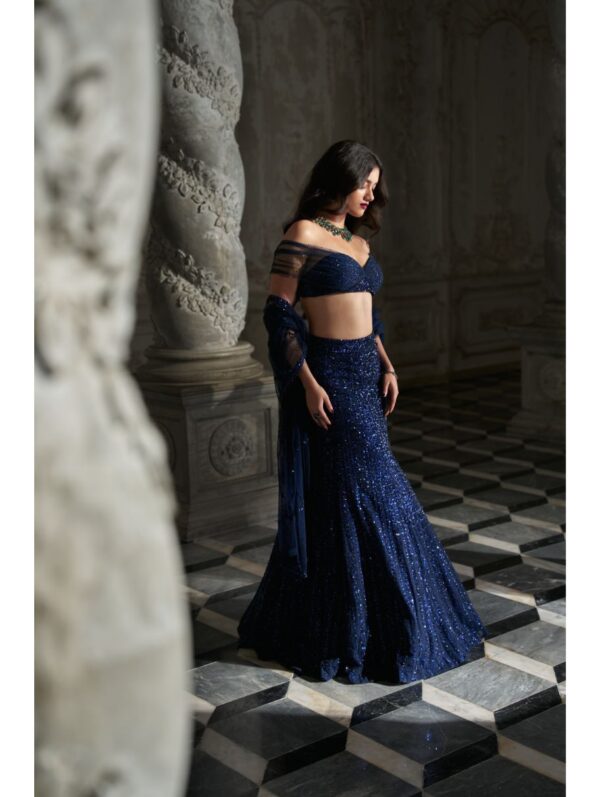 Seema Gujral - Navy Sequin Skirt Set