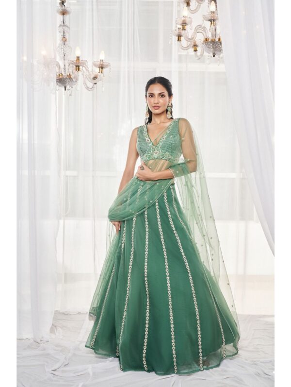 Disha Muchhala - TEAL GREEN LEHENGA SET