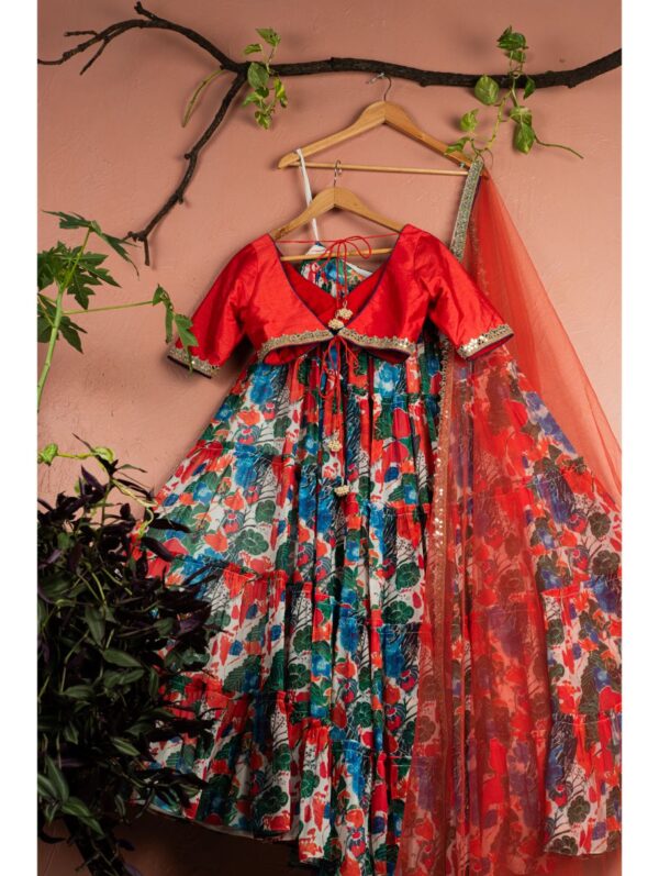 Anisha Shetty - FLORAL FIESTA LAYERED LEHENGA SET