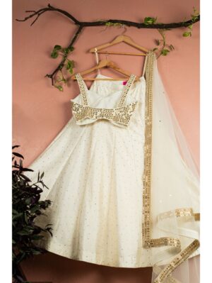 Anisha Shetty - IVORY MIRROR BRILLIANCE BLOUSE WITH IVORY STONEWORK LEHENGA SET - Image 2