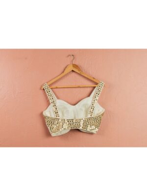 Anisha Shetty - IVORY MIRROR BRILLIANCE BLOUSE WITH IVORY STONEWORK LEHENGA SET - Image 3