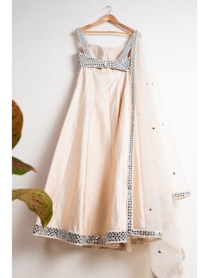Anisha Shetty - CHAMPANGE CREAM MIRROR LEHENGA SET - Image 2