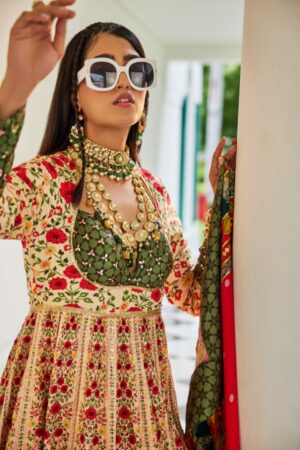 The Royaleum - SHIKARGAH ANARKALI N EXQUISITE PRINTED ANARKALI WITH A MODERN NECKLINE - Image 3